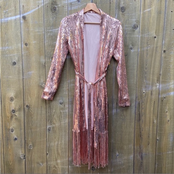 Jackets & Blazers - Sequin robe dress with belt